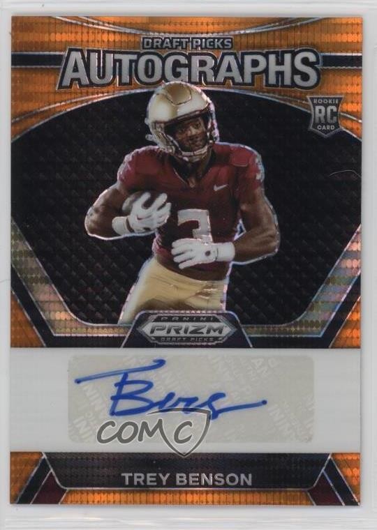 2024 Prizm Draft Picks Orange Pulsar 28/49 Trey Benson Rookie Auto RC 1lm8