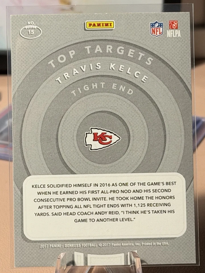 2017 Panini Donruss - Top Targets Travis Kelce #15 - Image 2 of 2