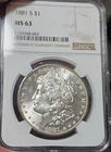1881-S U.S.Morgan Silver Dollar $1 NGC MS63 90% Silver Very Flashy!