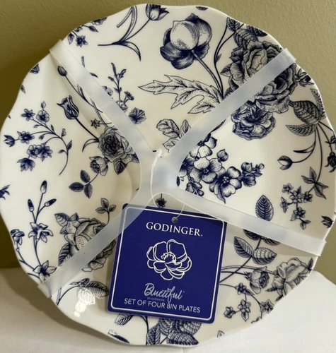 2 Sets of 4 = 8 GODINGER Bluetiful 8" Scalloped Edge Salad Plates / Side Plates