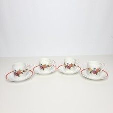 Set of 4 Limoges France Floral Demitasse Cups and Saucers