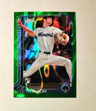 Adam Mazur 2025 Topps Chrome RC GREEN Lava REFRACTOR 86/99 Marlins #157 R6