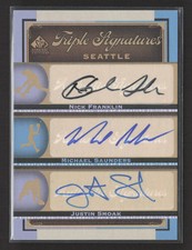 2012 UD SP Signature Auto Michael Saunders Justin Smoak Nick Franklin #SEA-14