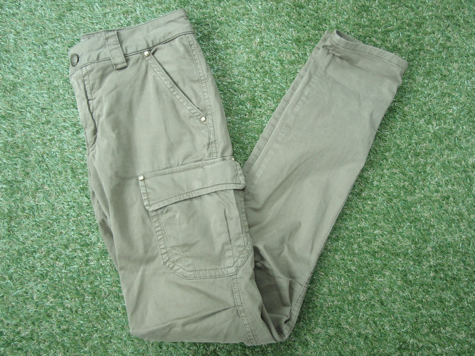Mos Mosh Cheryl Cargo Reunion Pant Stud Cargo Trousers - Size 27 - Khaki