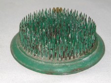 Vintage Heavy Cast Iron FLOWER FROG, Sharp Metal Spikes, Green Paint