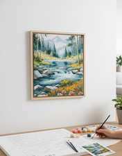 Malen Nach Zahlen Set Erwachsene,  40x50 cm Berglandschaft 3x Pinsel Farben inkl