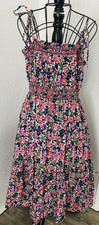 J. Crew Women’s Floral Dress Maxi Sundress Medium spaghetti tie strap blue pink