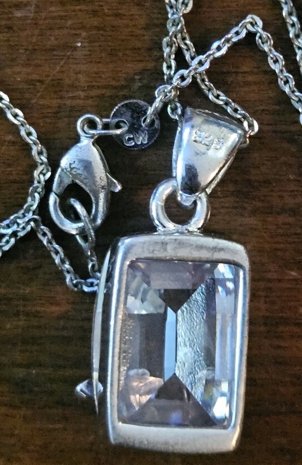 925 Rectangle Crystal Colored Stone Butterfly Nec… - image 13