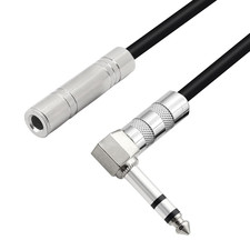1/4 Inch Stereo Extension Cable Right Angle 6.35mm Male to Female TRS Stereo Aud