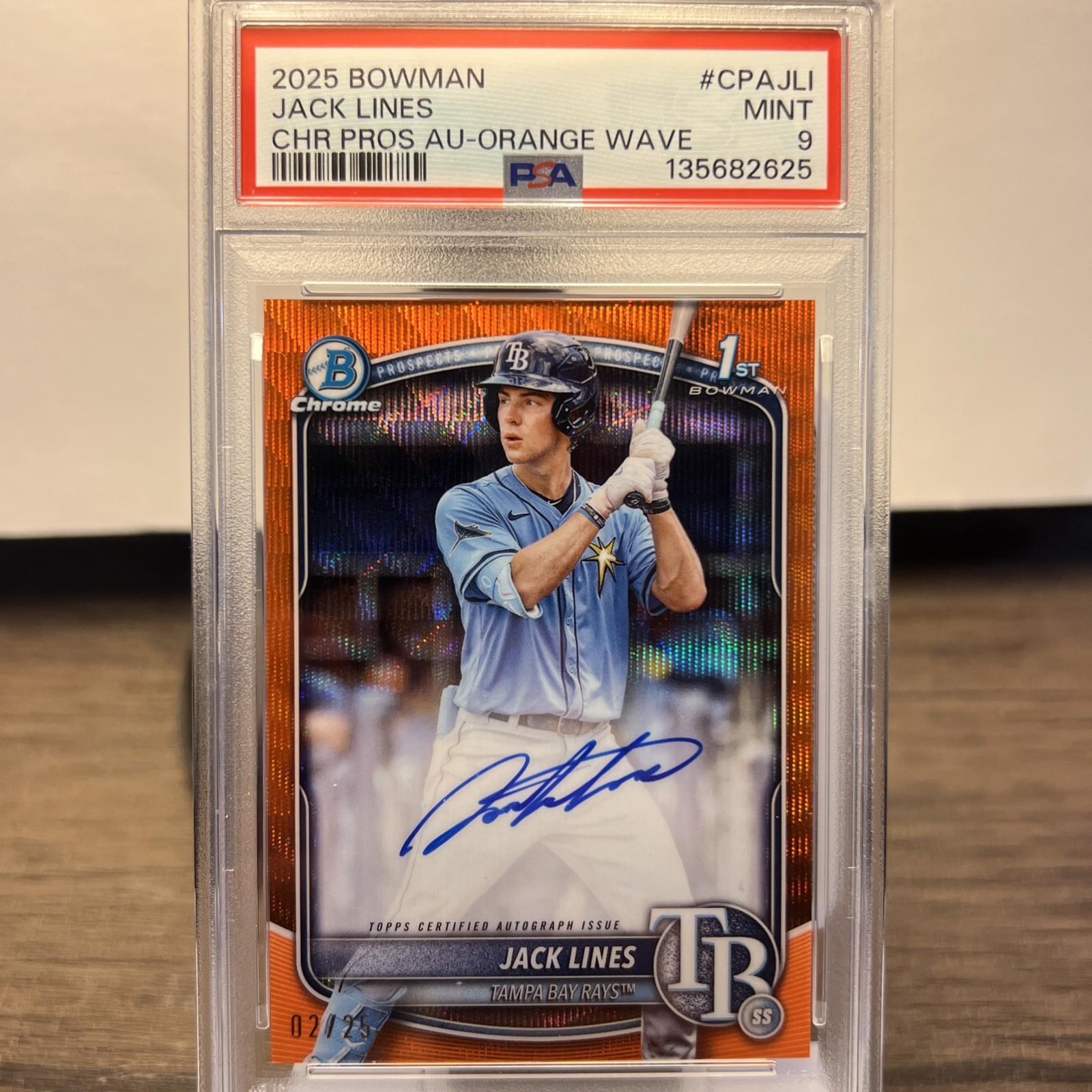 2025 Bowman - Chrome Auto Jack Lines #CPA-JLI Orange Wave Refractor /25 (AU, RC)