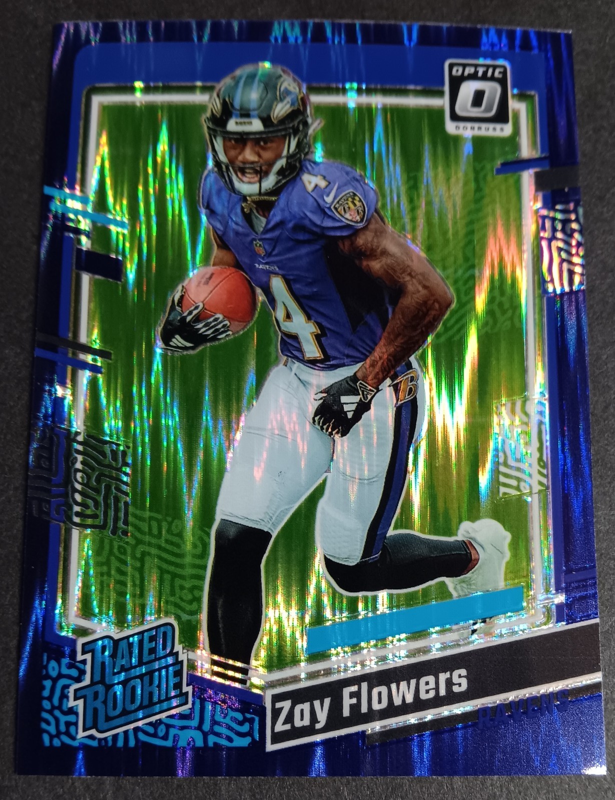 2023 Donruss Optic - Zay Flowers #210 - Purple Shock Prizm RC  Baltimore Ravens