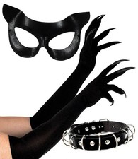 Cat Woman Costume Outfit Mask Claw Gloves Catwoman Choker