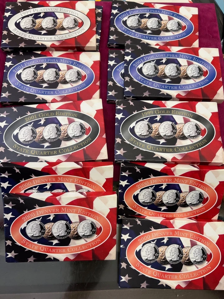 61 Old Proof & Mint State Quarter Sets 1999-2008--17 GEM BU Platinum & Gold Sets - Image 4 of 4