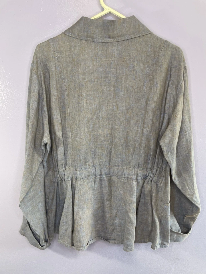 Juego de dos piezas chaqueta falda gris mujer Flax By Jeanne Engelhart 100 % lino talla M Foto 4 de 4