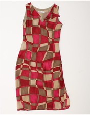 Vintage Womens Sleeveless Basic Dress IT 42 Medium Red Geometric XF10