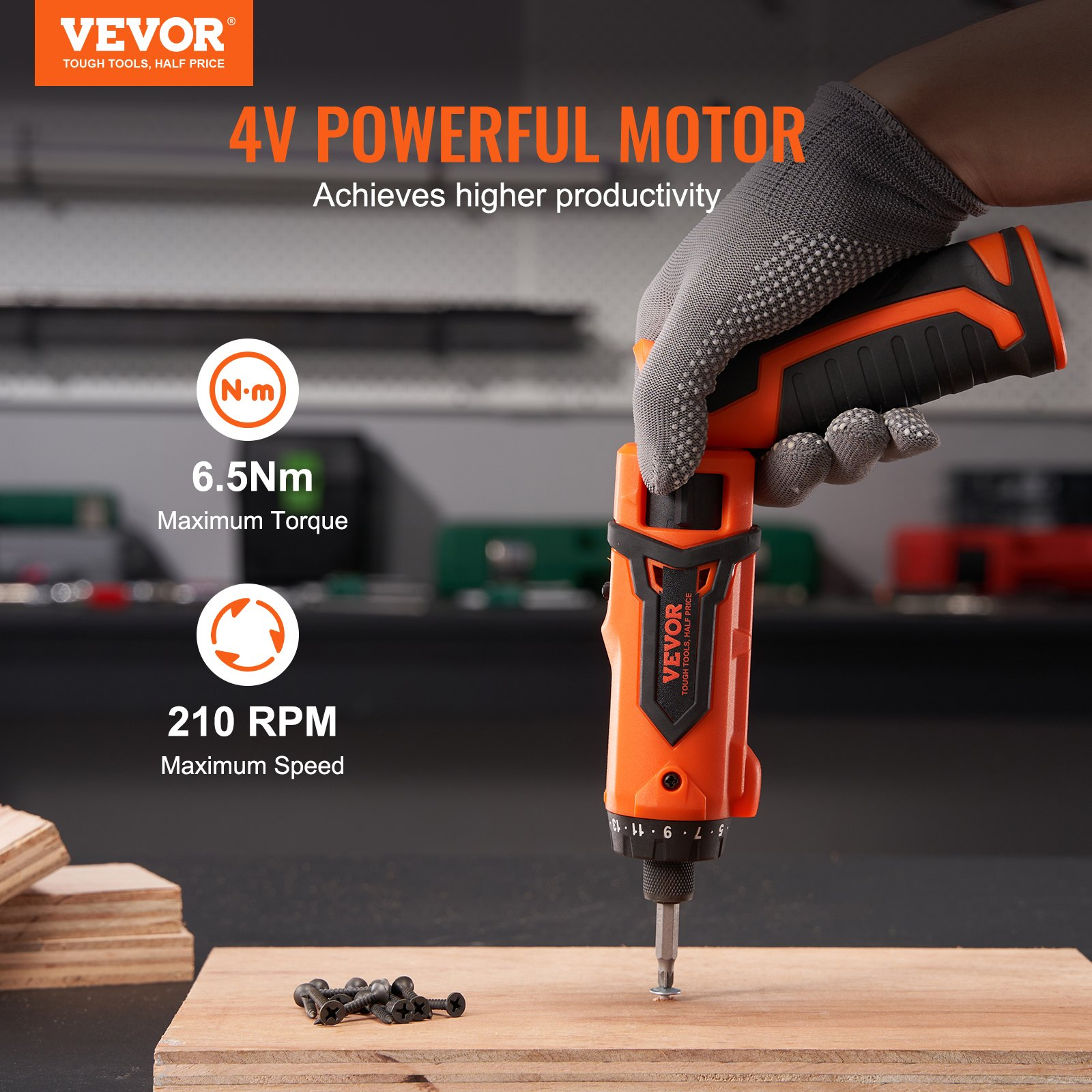 VEVOR 4V 7Nm Rechargeable Cordless Screwdriver Kit with 11 Bits