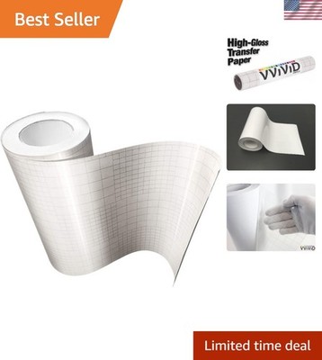 High Gloss Clear Vinyl Transfer Paper Self-Adhesive Roll W/Grid Backing 6 Inc...