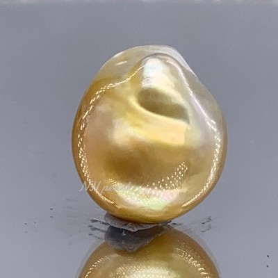 South Sea Pearl gold white baroque  14.6mm x 12.8mm,3.46g undrilled