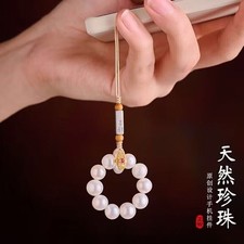 Imitation Pearl Cell Phone Chain Charm Hand Twisted Beads Cell Phone Charm