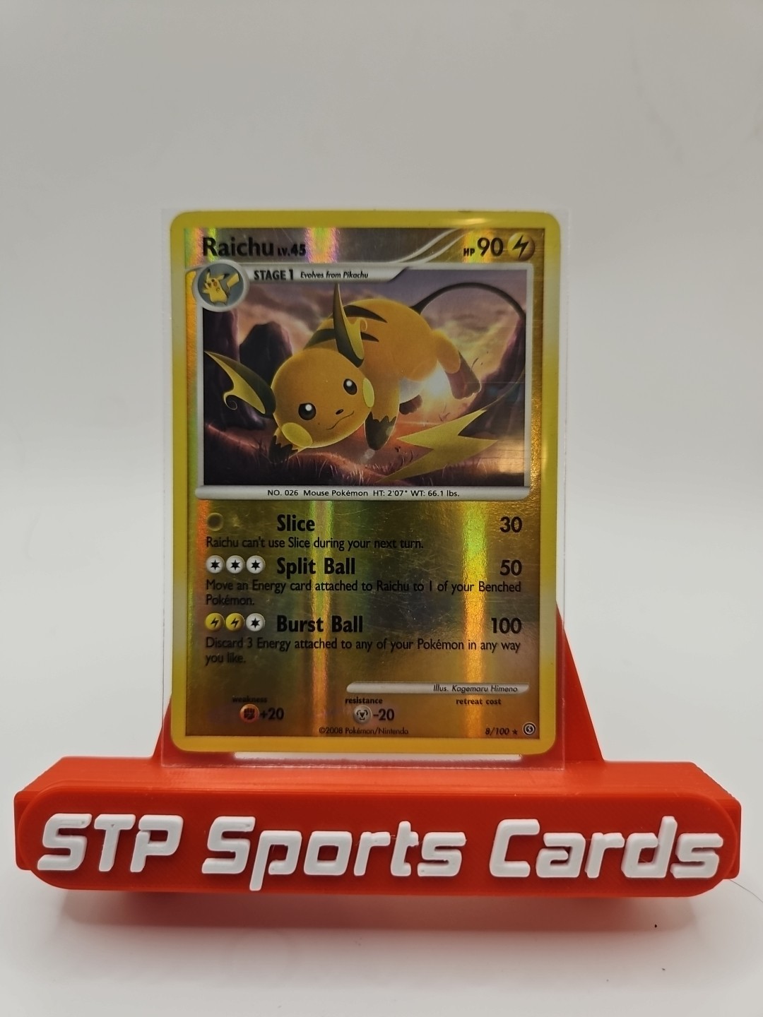 Pokémon Raichu LV. 45 Holo Rare 8/100 Stormfront 2008 Reverse HOLO