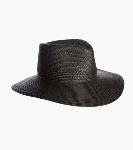 Eric Javits Squishee Bayou Fedora Hat  Black SPF 50 Sustainable Straw $285