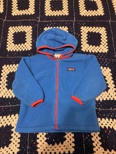 Patagonia Fleece Jacket Youth 2T Light Blue With Red Orange Trim