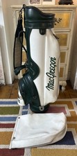 Vintage MacGregor Green White Vinyl Leather Golf Bag 14-Way Divider Rain Hood