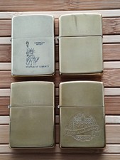 4 Zippo Solid Brass Sammlung 1932-1989 .  1932-1990 . 1932-1991   .  1932-1992 .