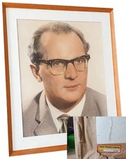 DDR Bild Erich Honecker ORIGINAL Portrait 60x40 cm  Schule Holzrahmen