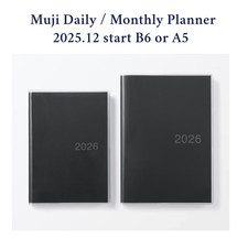 Muji 2026 Daily Monthly Planner from December 2025 Black B6 or A5