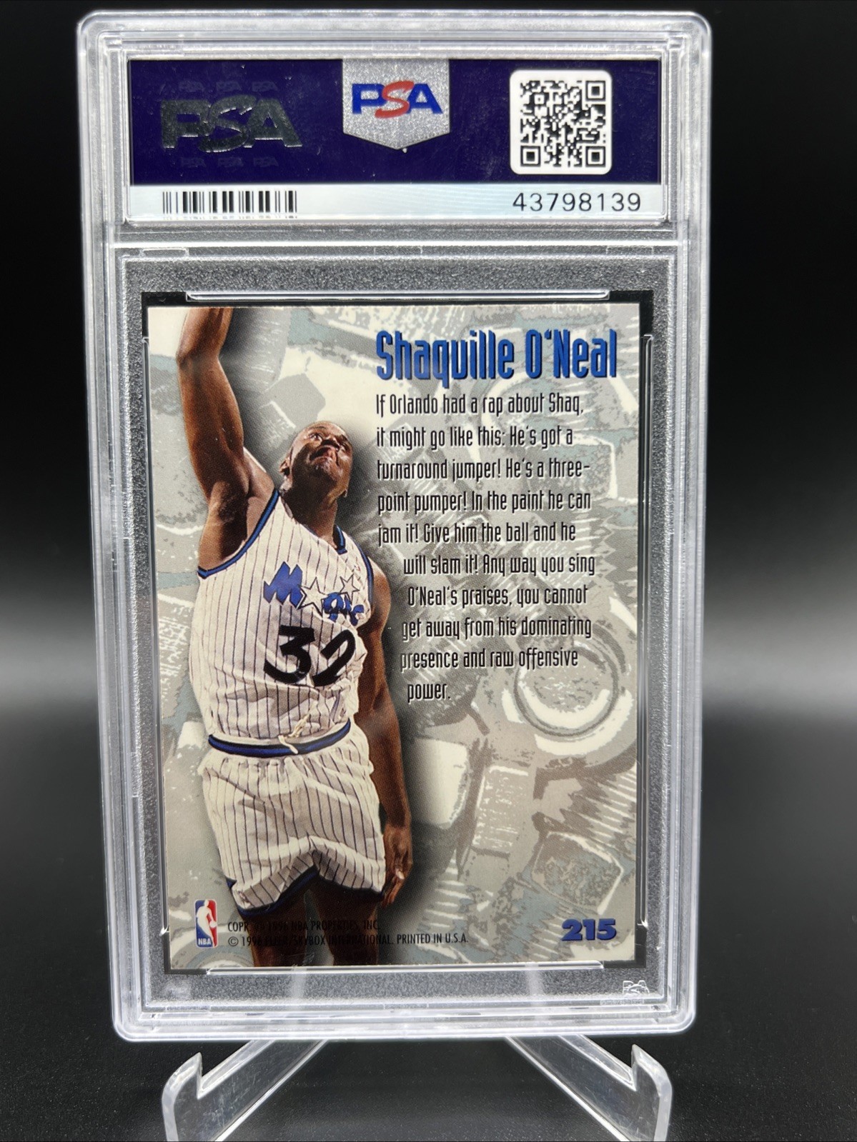 1995-96 Fleer Metal Shaquille O'Neal #215 PSA 9 Orlando Magic HOF MINT view 2