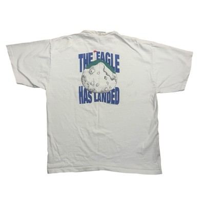 Vintage 1990s Lunar Links Country Club The Eagle Has Landed Gold Golf Shirt