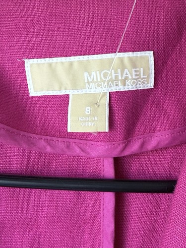 Michael Kors Womens Linen Blazer Pink Magenta 8 Career Barbiecore Coastal Preppy - Picture 3 of 7