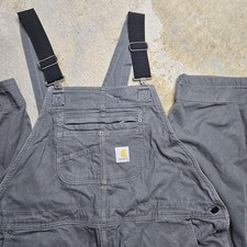 Carhartt Bib Overalls Pants Men Size 46x30 Gray Relaxed Fit OR2987-M