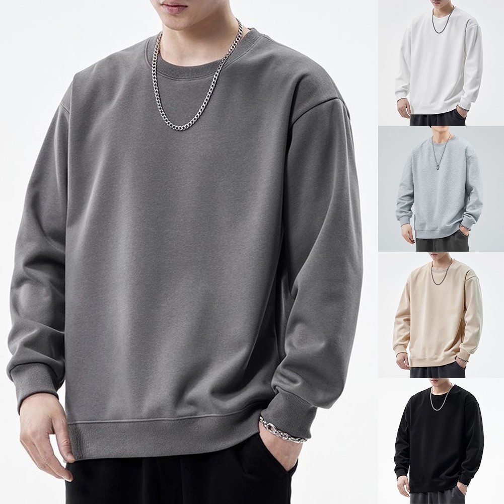 Felpa uomo top casual primaverile abbigliamento autunnale nero grigio scuro lung