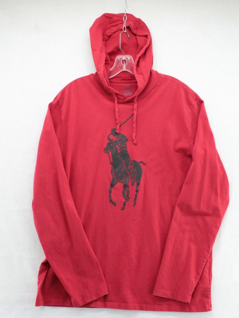 Polo Ralph Lauren Hoodie Men's Large Red Lightweight Long Sleeve Large Pony