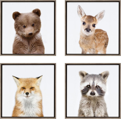 Sylvie Woodland Animals Collection Framed Canvas Wall Art by Amy Peterson Art St