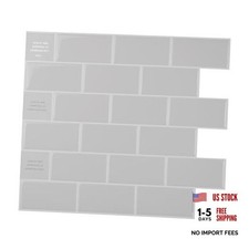Peel and Stick Backsplash- 10 Sheets of 10.95" x 9.70" - 3D Pack of 10 Greige