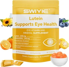 Lutein Gummies for Eye Health - 20mg Lutein & 4mg Zeaxanthin - Natural Flavor  -