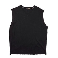 Murano 100 Merino Black Wool Pullover Sweater Vest Vintage Men's Size XL