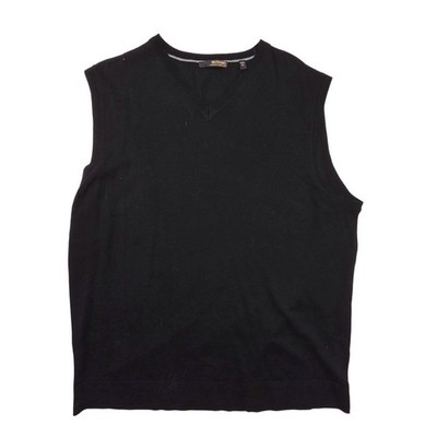 Murano 100% Merino Black Wool Pullover Sweater Vest Vintage Men's Size XL
