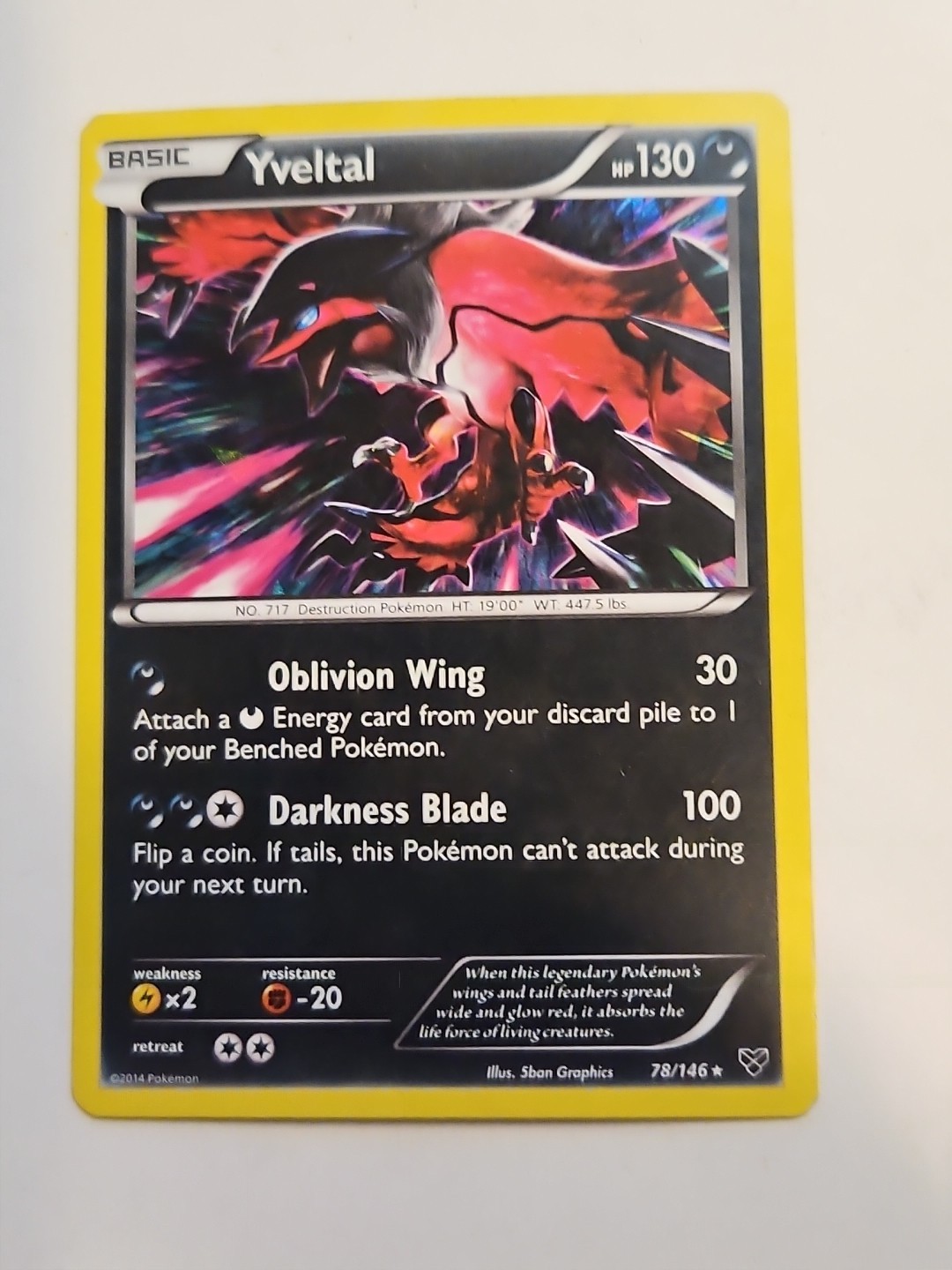 Pokemon TCG Yveltal 78/146 Holo XY Base Set MINT