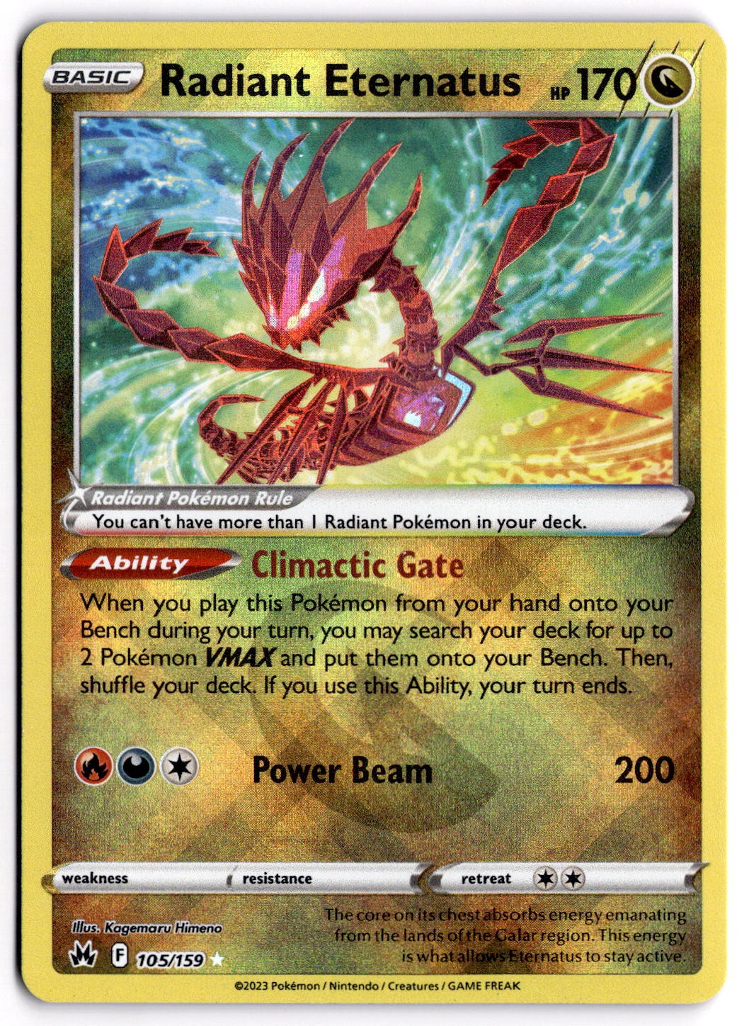 Radiant Eternatus 105/159 SWSH Crown Zenith Radiant Rare Pokemon Card - NM