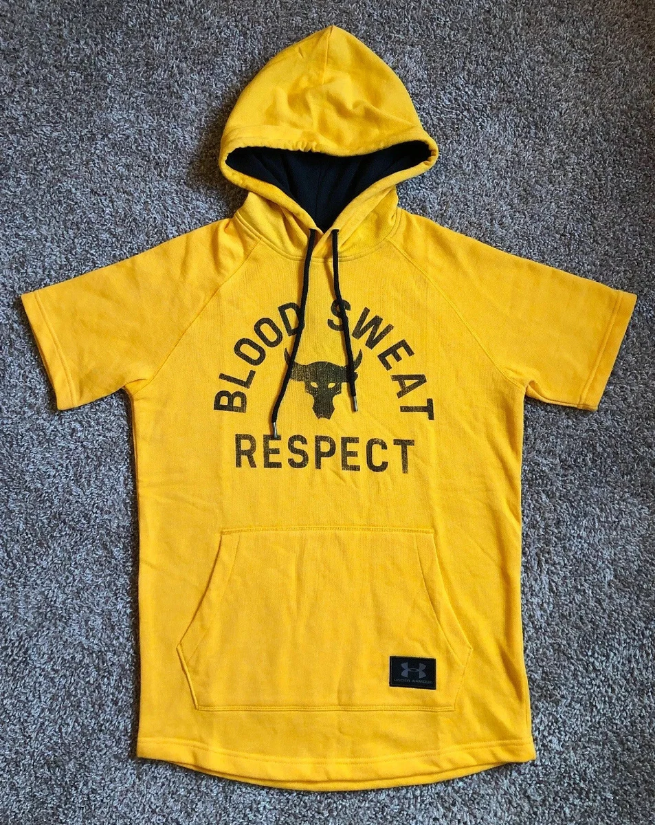 Under Armour x Project Rock Respect Men s Hoodie Yellow Black MEN S SIZE MEDIUM