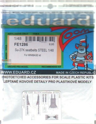 EDUFE1286 1:48 Eduard Color Zoom PE - Su-27K Flanker Seatbelts [STEEL] (MNB kit)