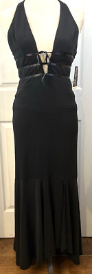 Dave & Johnny Laura Ryner Black Strappy Plunge VNeck Dress Women's Sz 2 NEW!