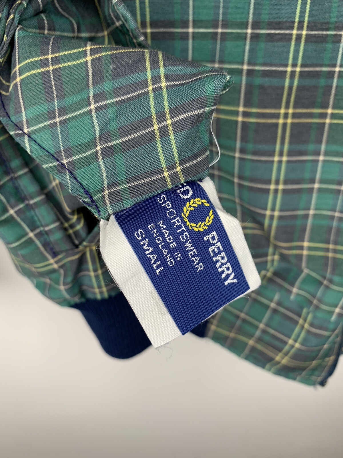 Fred Perry Vintage Reversible Tartan Check Navy Blue Green Jacket Size