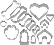 13 Piece Dog Lover Cookie Cutter Set Bones Doghouse Treat Biscuit Metal Pet Anim