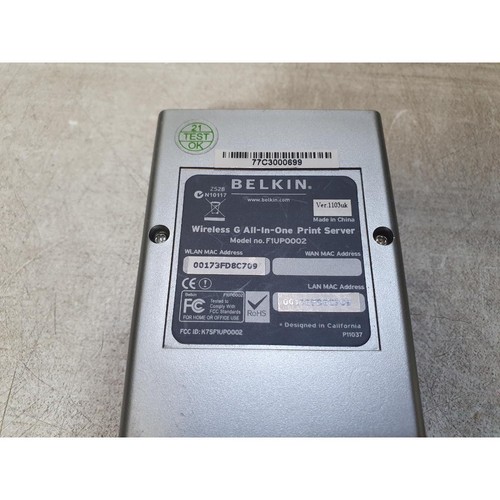 Belkin F1UP0002 Wireless G All-in-One Print Server USB & LAN Port LED Indicator - Picture 8 of 10