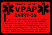 Personalized Hi-Viz Red Carry-On VPAP Bag Tag - TSA - Sleep Apnea